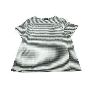 A.P.C  White And Black Striped Short Sleeve Knit Top Shirt Linen Size L